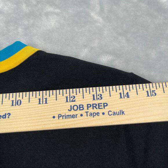 Carlisle Collection Sweater Top Medium Black Racer Stripe Crest Button Old Money - Picture 10 of 16